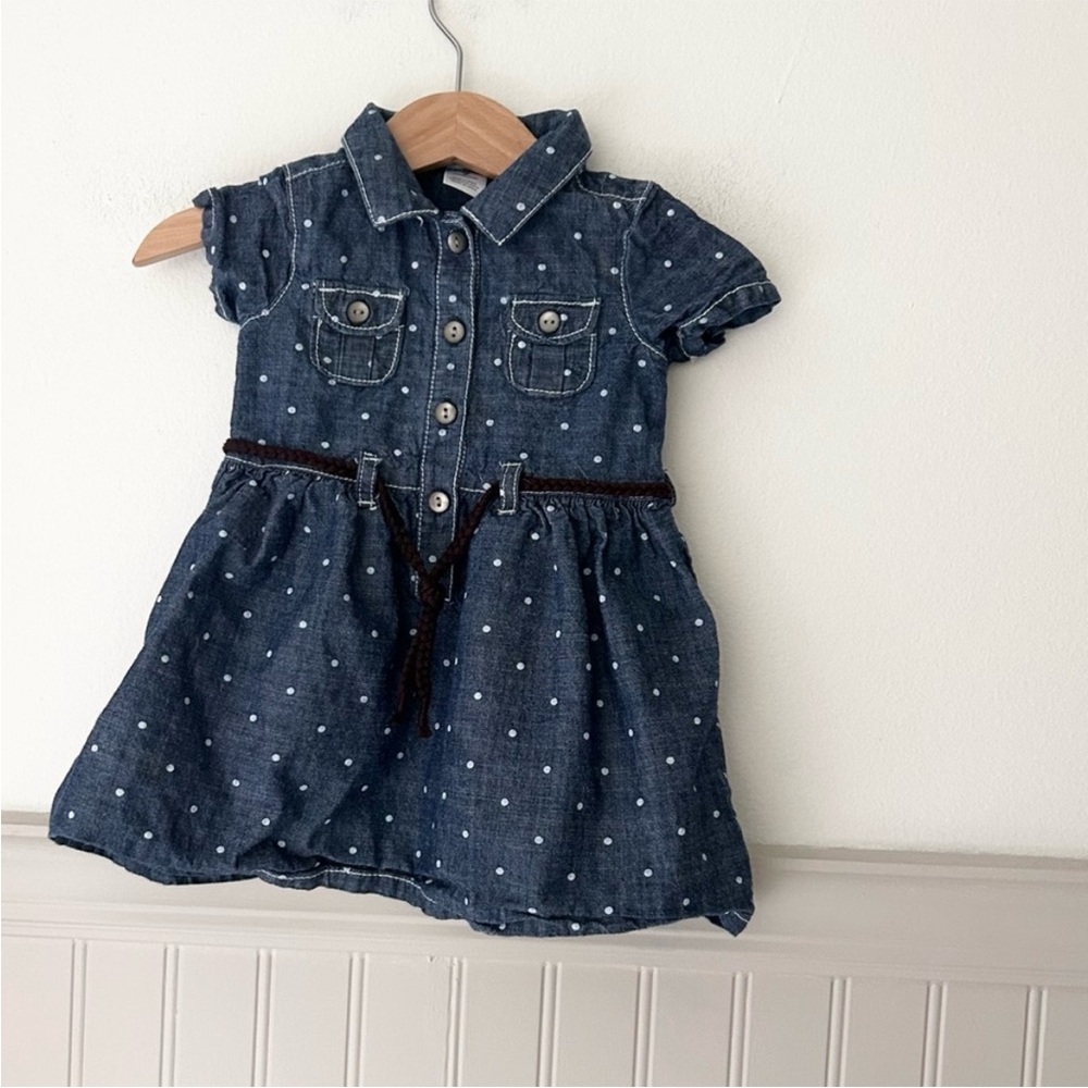 Carter's Denim Polka Dot Dress with Belt 9 Months